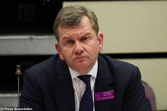 Royal Borough of Windsor and Maidenhead council leader Simon Dudley attends an extraordinary meeting at Maidenhead Town Hall where he will face a vote of no confidence after he suggested rough sleepers in Windsor be moved on ahead of the royal wedding.