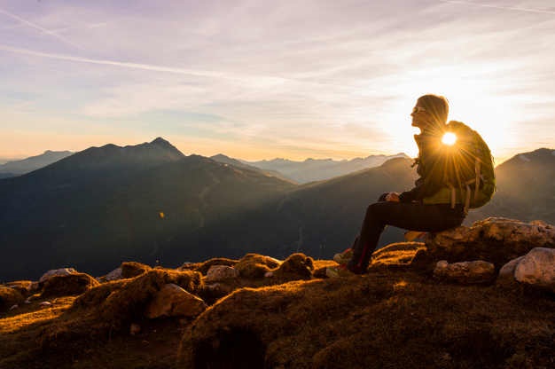 Hikers enjoy the mountain atmosphere.